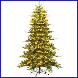 7.5Ft Pre-Lit Aspen Fir Hinged Artificial Christmas Tree with 700 LED Lights Green