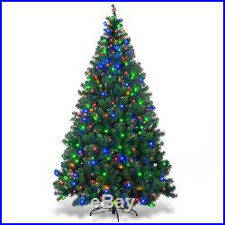 7.5Ft Pre-Lit Dense Christmas Tree Hinged with 550 Multicolor Lights & Stand