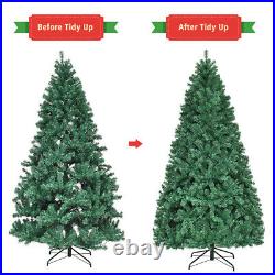 7.5Ft Pre-Lit Hinged PVC Artificial Christmas Tree Decor with 400 Lights & Stand