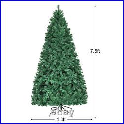 7.5Ft Pre-Lit PVC Artificial Christmas Tree Hinged with 400 LED Lights & Stand New