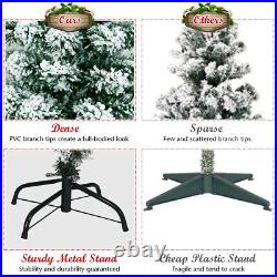 7.5Ft Pre-Lit Premium Snow Flocked Hinged Artificial Christmas Tree with550 Lights