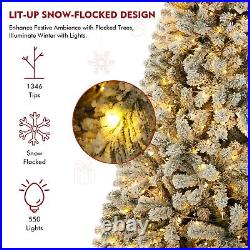 7? 5Ft Pre-lit Artificial Christmas Tree Snow Flocked with LED Lights