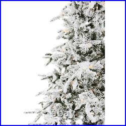 7.5Ft White Pine Snowy Artificial Christmas Tree with Clear Led String Lights