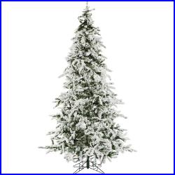 7.5Ft White Pine Snowy Artificial Christmas Tree with Clear Led String Lights