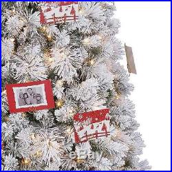 7.5' Artificial Northern Estate White Flocked Christmas Tree withLights (Open Box)