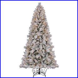 7.5' Artificial Northern Estate White Flocked Christmas Tree withLights (Open Box)