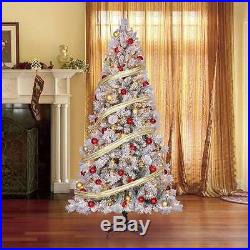 7.5' Artificial Northern Estate White Flocked Christmas Tree with Lights -Open Box