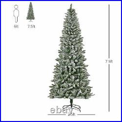 7.5′ Artificial White Flocked Christmas Tree Pencil Tree Holiday Home Décor