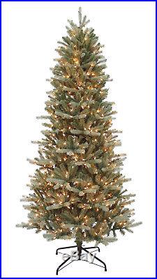 7.5′ Balsam Blue Slim Fir Christmas Tree with 700 Clear Lights