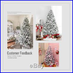 7.5 FT Christmas Tree WithStand Holiday Season Indoor Snow Flocked Green Pines