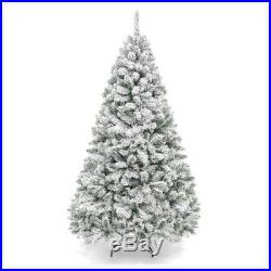 7.5 FT Christmas Xmas Tree Pre Lit with Stand Snow Flocked 550 White Lights Pine