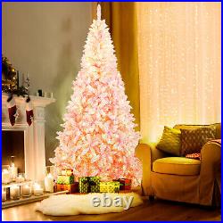 7.5 FT Flocked Christmas Tree Hinged Artificial Decoration with 450 LED Lights