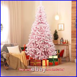 7.5 FT Flocked Christmas Tree Hinged Artificial Decoration with 450 LED Lights