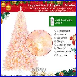 7.5 FT Flocked Christmas Tree Hinged Artificial Decoration with 450 LED Lights