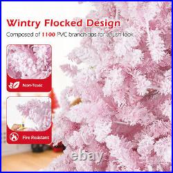 7.5 FT Flocked Christmas Tree Hinged Artificial Decoration with 450 LED Lights