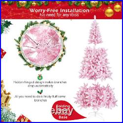 7.5 FT Flocked Christmas Tree Hinged Artificial Decoration with 450 LED Lights
