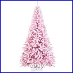 7.5 FT Flocked Christmas Tree Hinged Artificial Decoration with 450 LED Lights