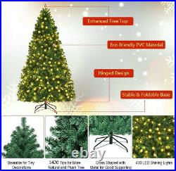 7.5 FT Pre-lit Artificial Hinged Spruce Fir Christmas Tree 400LED Lights withStand