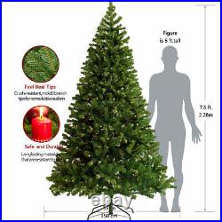 7.5 FT Pre-lit Artificial Hinged Spruce Fir Christmas Tree 400LED Lights withStand