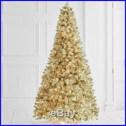 7.5 Feet Champagne Gold Christmas Tree Artificial Pre-Lighted Clear
