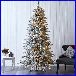 7.5′ Flocked Livingston Fir Artificial Christmas Tree 500 Warm LED’s & Pinecones