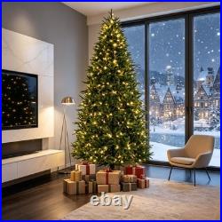 7.5-Foot Hinged Nordmann Fir Prelit Christmas Tree, Lifelike Realistic Tips