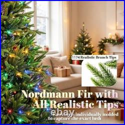 7.5-Foot Hinged Nordmann Fir Prelit Christmas Tree, Lifelike Realistic Tips 7.5-Foot Hinged Nordmann Fir Prelit Christmas Tree, Lifelike Realistic Tips