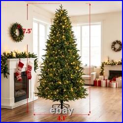 7.5-Foot Hinged Nordmann Fir Prelit Christmas Tree, Lifelike Realistic Tips 7.5-Foot Hinged Nordmann Fir Prelit Christmas Tree, Lifelike Realistic Tips