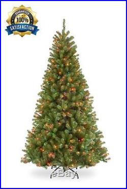 7.5 Foot North Valley Spruce Christmas Tree with 550 Color Lights Metal Hinged