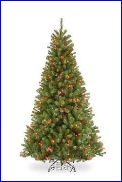 7.5 Foot North Valley Spruce Christmas Tree with 550 Color Lights Metal Hinged