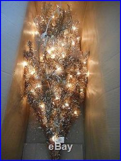 7.5 Foot Rosewood Pine Copper Pre Lit Christmas Tree White Lights and Glitter