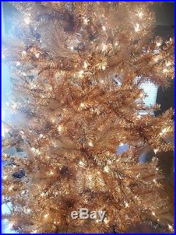 7.5 Foot Rosewood Pine Copper Pre Lit Christmas Tree White Lights and Glitter
