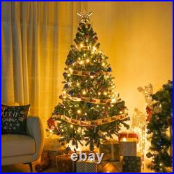 7.5 Ft Artificial Christmas Tree with Topper & 66FT Fairy Lights Home Party Decor