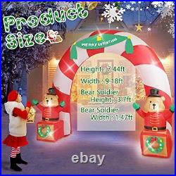 7.5 Ft Tall Christmas Inflatable Animated Soldier Bear Archway With Bow LED NEW