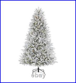 7.5′ Kenwood Fraser Flocked Christmas Tree Holiday Decor Indoor Lighted White
