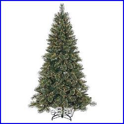7.5' Pre-Lit Artificial Christmas Tree Gold Glitter Cashmere Pine Clear Lights