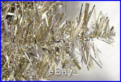 7.5' Pre-Lit Champagne Artificial Tinsel Pencil Christmas Tree Clear Lights