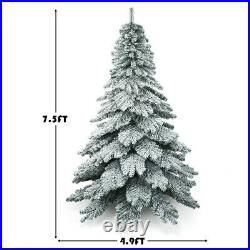 7.5' Snow Flocked Artificial Christmas Tree Hinged Alaskan Pine Tree Holiday