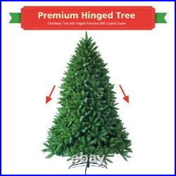 7.5' Unlit Artificial Christmas Tree Hinged With Metal Stand Indoor Decoration New