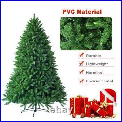 7.5' Unlit Artificial Christmas Tree Hinged With Metal Stand Indoor Decoration New