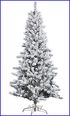 7.5' Unlit Flocked Slim Pine Artificial Pine Holiday & Christmas Tree