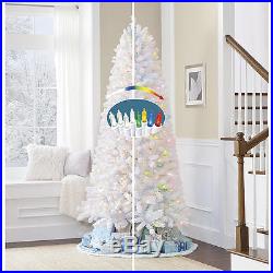 7.5′ White Flocked Vermont Pine Christmas Tree with 400 Dual Color LED Lights