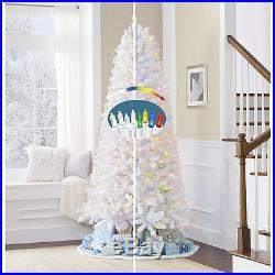 7.5' White Flocked Vermont Pine Christmas Tree with 400 Dual Color LED Lights