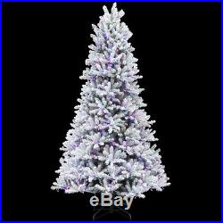 7.5 ft. Artificial Flocked Fraser Christmas Tree Pre-Lit with2000 Warm White Lights