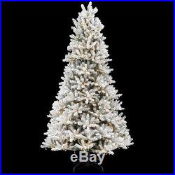 7.5 ft. Artificial Flocked Fraser Christmas Tree Pre-Lit with2000 Warm White Lights