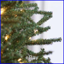 7.5 ft. Delicate Pine Slim Pre-Lit Christmas Tree, Green