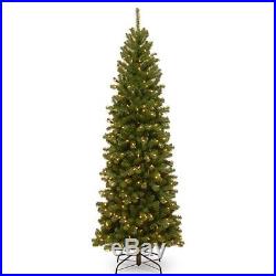 7.5 ft. North Valley Spruce Hinged Pre-Lit Slim Christmas Tree, Green