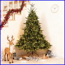 7.5 ft Pre-Lit Artificial Christmas Tree PE/PVC European Fir Tree with 850 Light