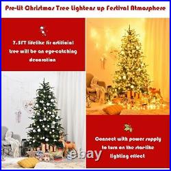 7.5 ft Pre-Lit Aspen Fir Hinged Artificial Christmas Tree with 700 LED Lights LF