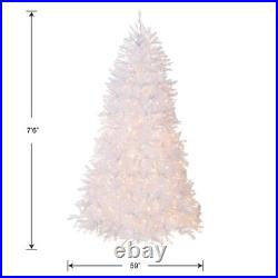 7.5 ft. Pre-Lit Dunhill Fir White Tree with Clear Lights, Plug-In
